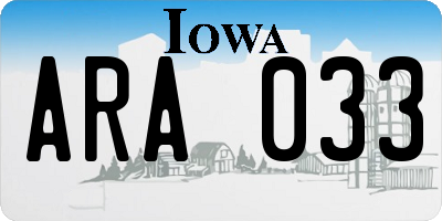 IA license plate ARA033