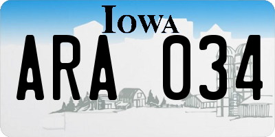IA license plate ARA034