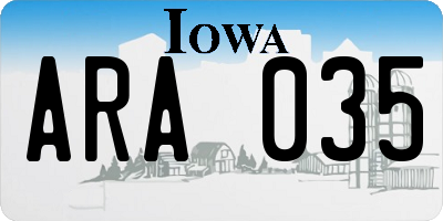 IA license plate ARA035