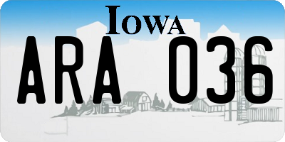 IA license plate ARA036
