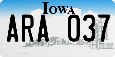 IA license plate ARA037