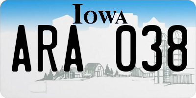 IA license plate ARA038