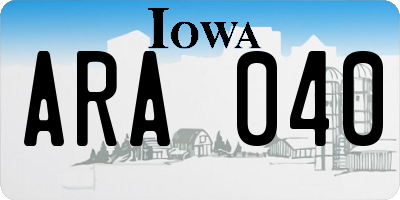 IA license plate ARA040