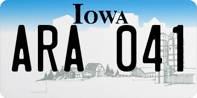 IA license plate ARA041