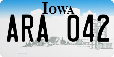 IA license plate ARA042