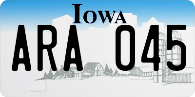 IA license plate ARA045