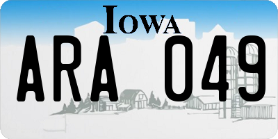 IA license plate ARA049