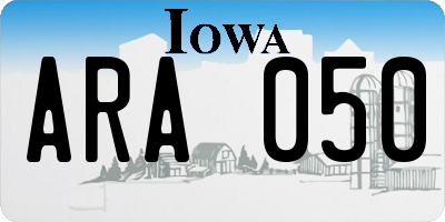 IA license plate ARA050