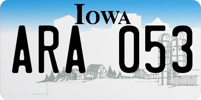 IA license plate ARA053