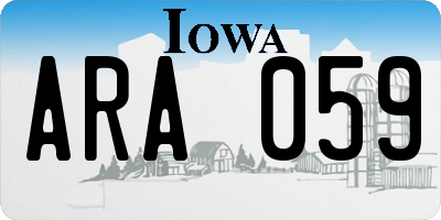 IA license plate ARA059