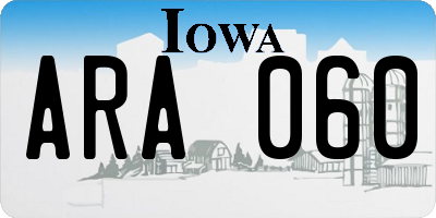 IA license plate ARA060