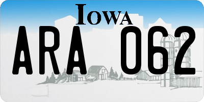 IA license plate ARA062