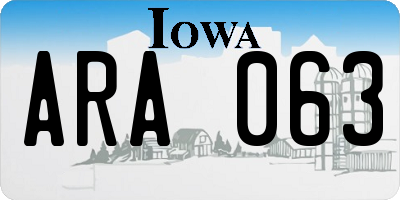 IA license plate ARA063