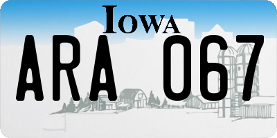 IA license plate ARA067