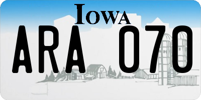 IA license plate ARA070