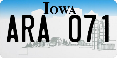 IA license plate ARA071