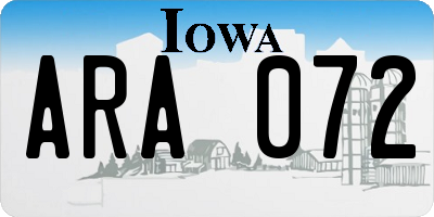 IA license plate ARA072