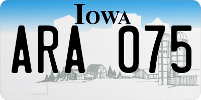 IA license plate ARA075