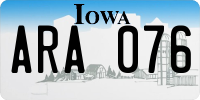 IA license plate ARA076