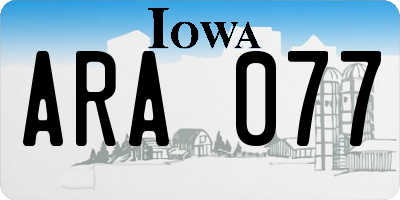 IA license plate ARA077