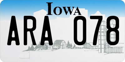 IA license plate ARA078