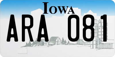 IA license plate ARA081