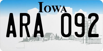 IA license plate ARA092