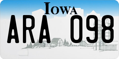 IA license plate ARA098