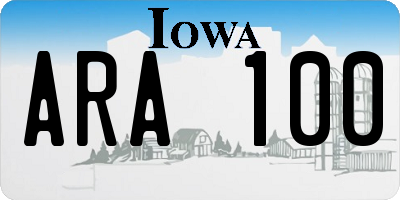 IA license plate ARA100