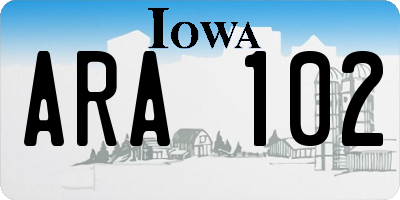 IA license plate ARA102