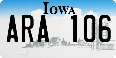 IA license plate ARA106