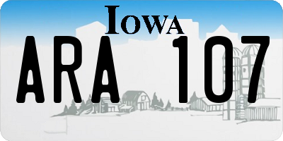 IA license plate ARA107