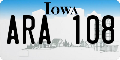 IA license plate ARA108