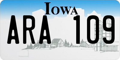 IA license plate ARA109