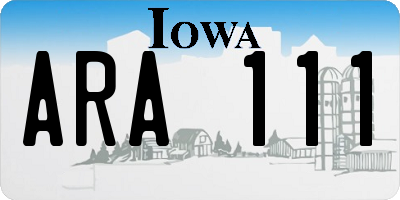 IA license plate ARA111