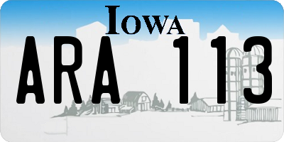 IA license plate ARA113