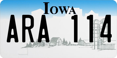 IA license plate ARA114