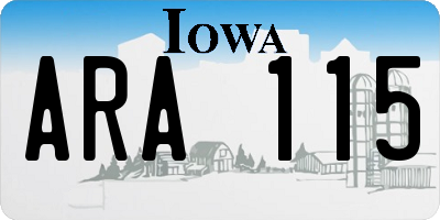IA license plate ARA115