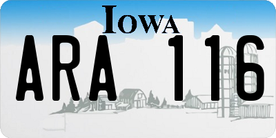 IA license plate ARA116