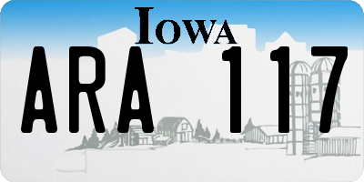 IA license plate ARA117