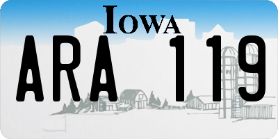 IA license plate ARA119