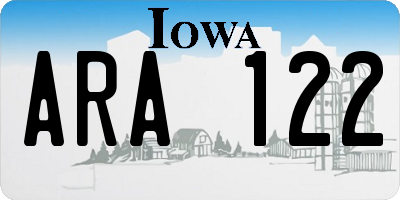 IA license plate ARA122