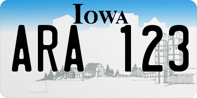 IA license plate ARA123