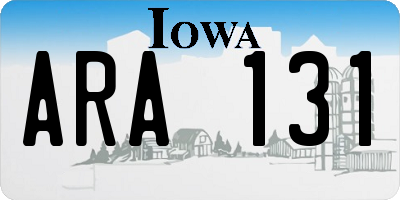 IA license plate ARA131