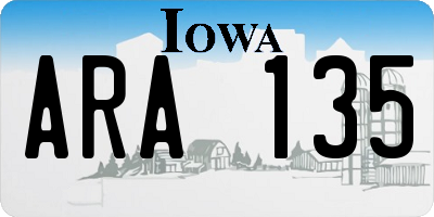 IA license plate ARA135