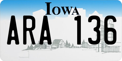 IA license plate ARA136