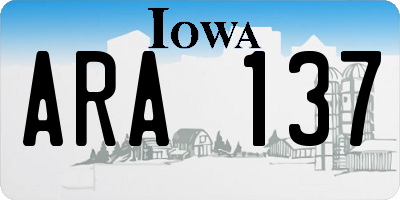 IA license plate ARA137