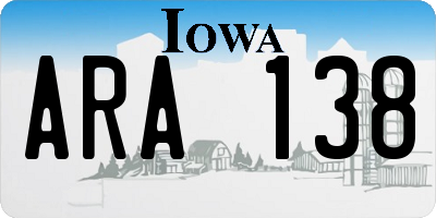 IA license plate ARA138