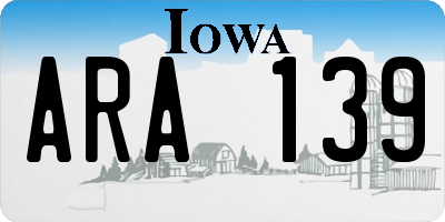 IA license plate ARA139