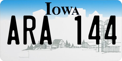 IA license plate ARA144